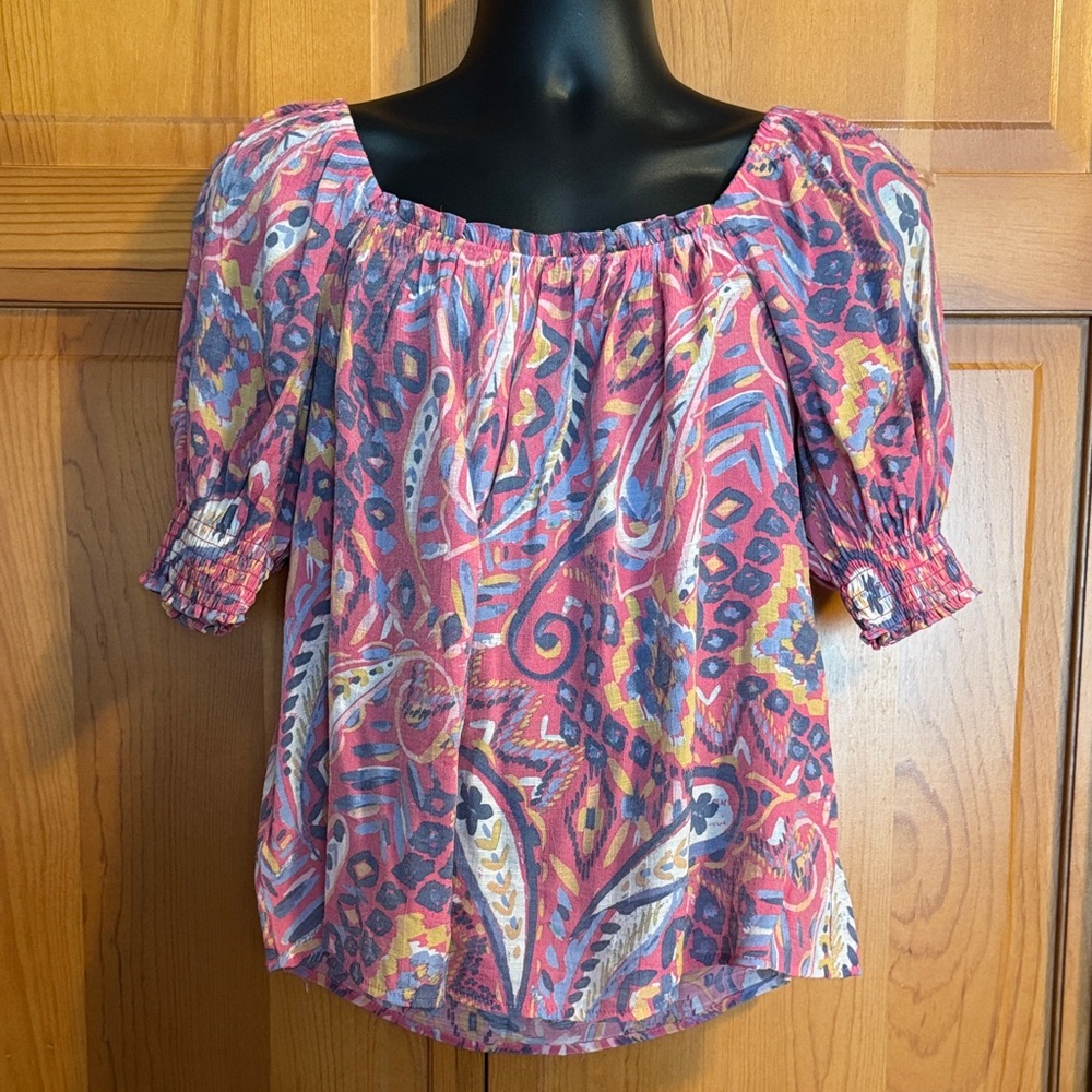 Zac & Rachel Pink and Blue Patterned Blouse